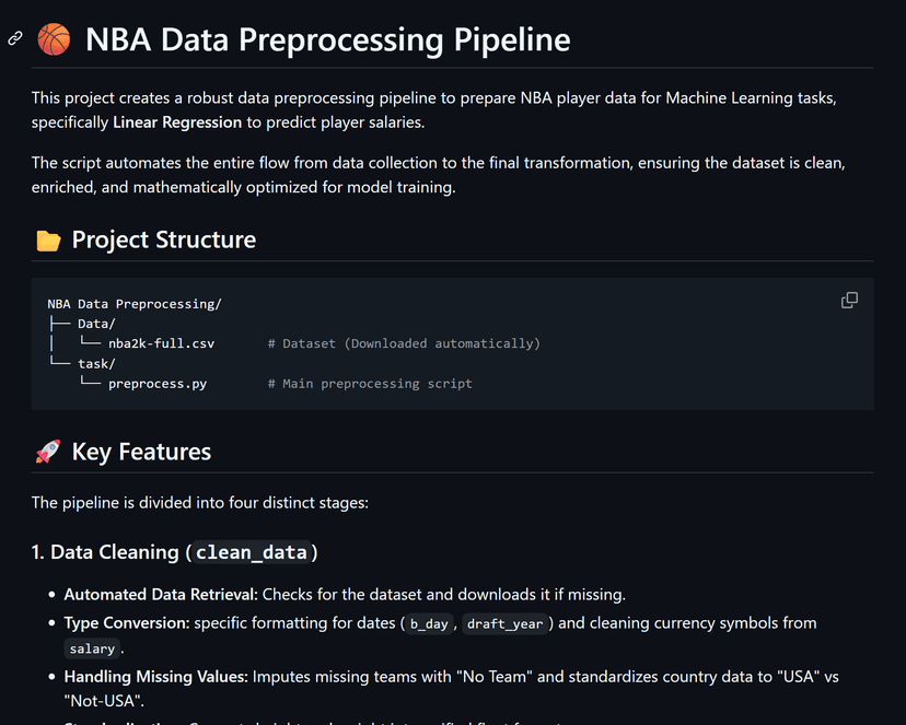 🏀 NBA Data Preprocessing Pipeline
